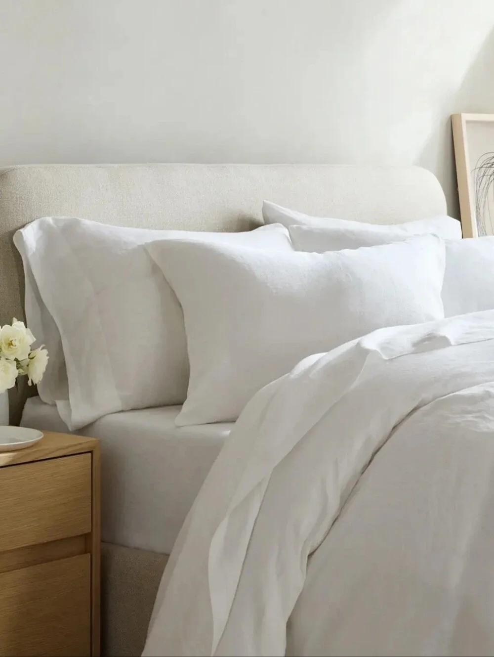 Quince European Linen Duvet Cover Set White Full/Queen NWT 100% Linen + Shams